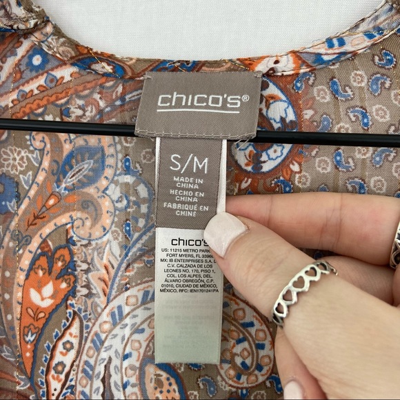 Chico's Kimonos & Yukatas Chicos Sm Sheer Floral Tinsel Open Front